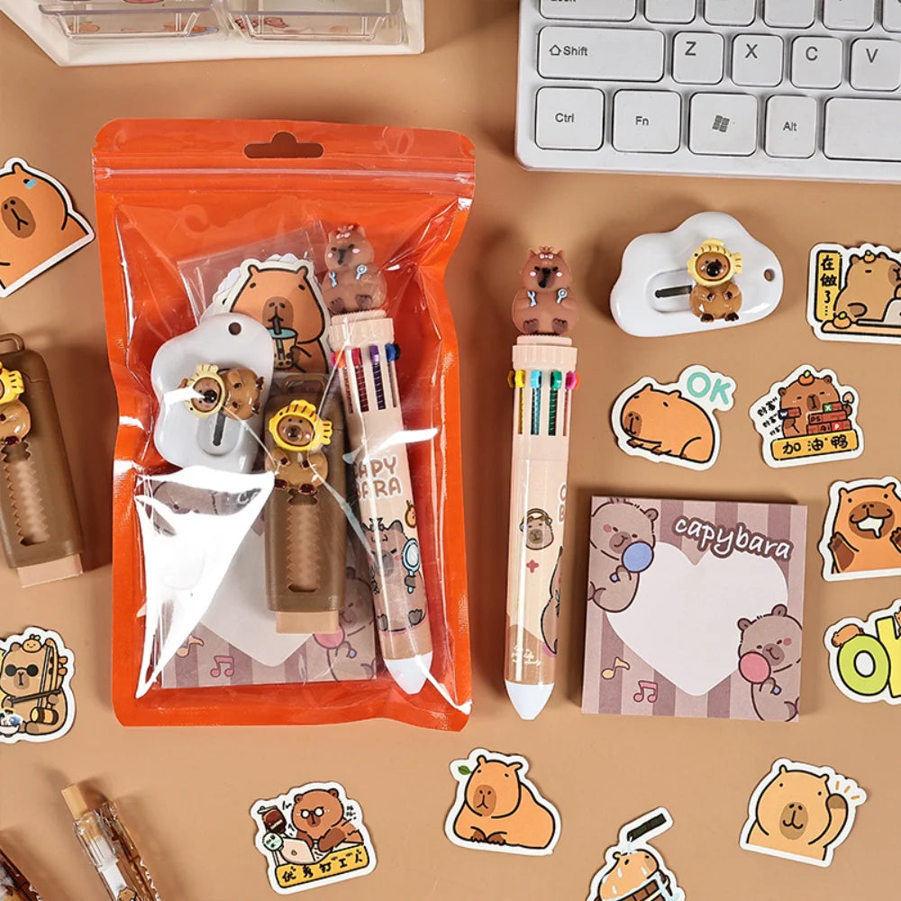 Cartoon Animal Stationery Cartoon Kapibara Stationery Set Cute Stationery Set Functional For Offices Back To School Students