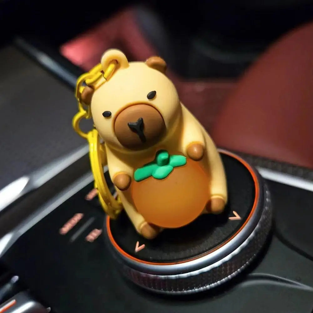 Creative Capybara Keychain With Lighted Cute Luminous Capibara Anime Lighting Keyring Mini Doll Capybara Keyring Accessories