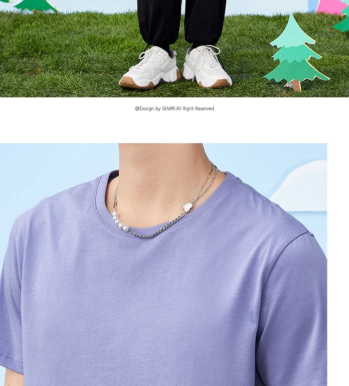 Semir Unisex T-shirt  Short Sleeve Men T-Shirt Cotton 2024 Summer New Man Clothing Is Thin And Versatile T Shirt Solid Color
