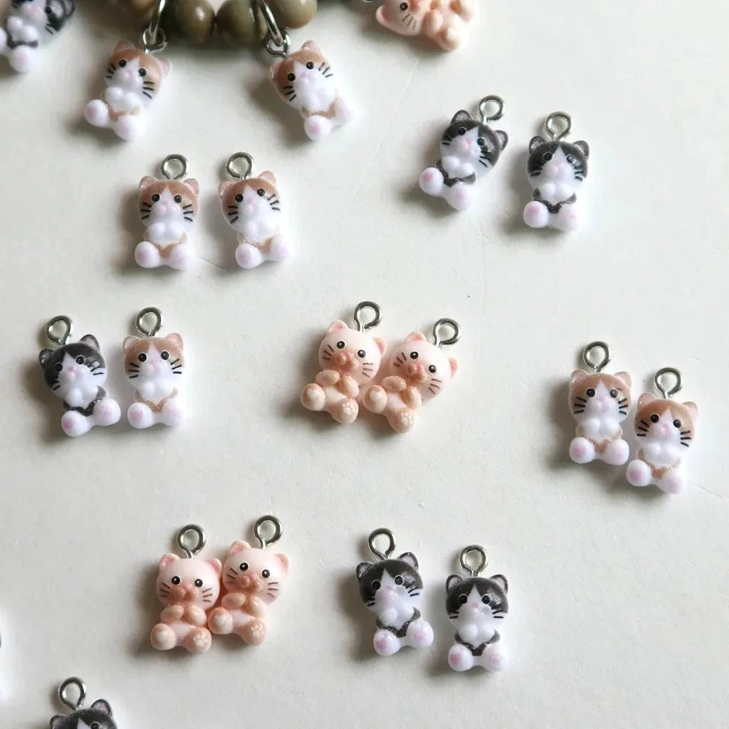 Cute Mini Cat Kitten Charms - 20pcs Adorable Resin Pendants for DIY Jewelry Making - Fashion Accessories - Wholesale Craft Gifts