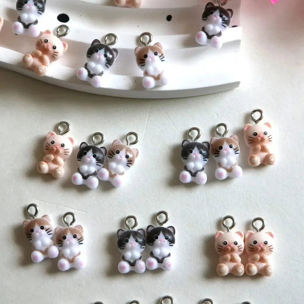 Cute Mini Cat Kitten Charms - 20pcs Adorable Resin Pendants for DIY Jewelry Making - Fashion Accessories - Wholesale Craft Gifts