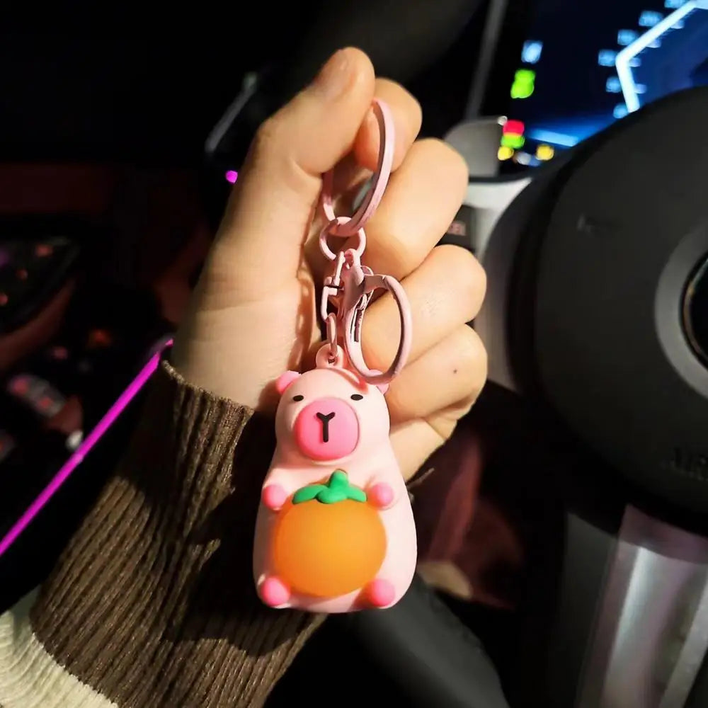 Creative Capybara Keychain With Lighted Cute Luminous Capibara Anime Lighting Keyring Mini Doll Capybara Keyring Accessories