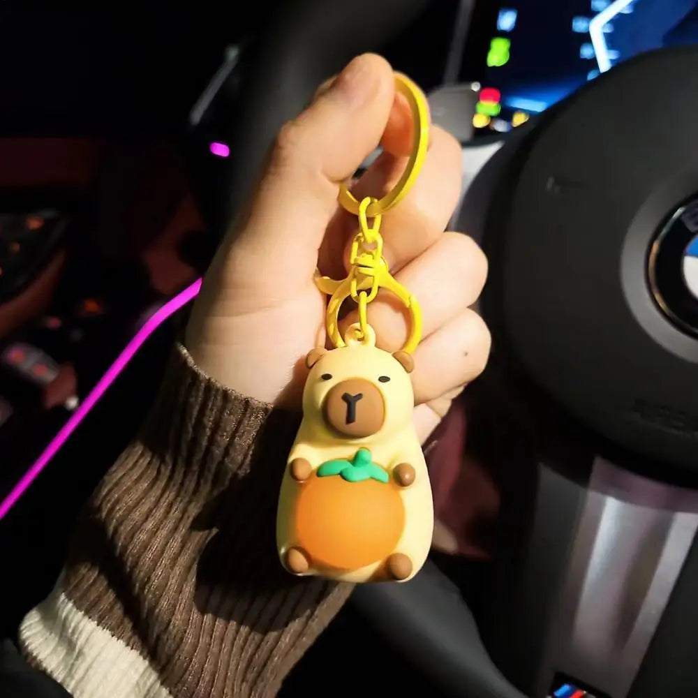 Creative Capybara Keychain With Lighted Cute Luminous Capibara Anime Lighting Keyring Mini Doll Capybara Keyring Accessories