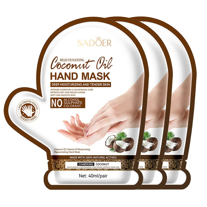 SADOER Coconut Moisturizing Hand Mask Whitening Nourishing Anti-aging Hydrating Hand Gloves for Hands Skin Care Products