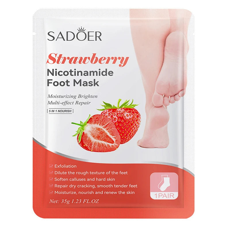 6 Pairs SADOER Fruits Foot Mask Moisturizing Foot Peeling Mask Exfoliating For Feet Spa Pedicure Exfoliant Feet Skin Care