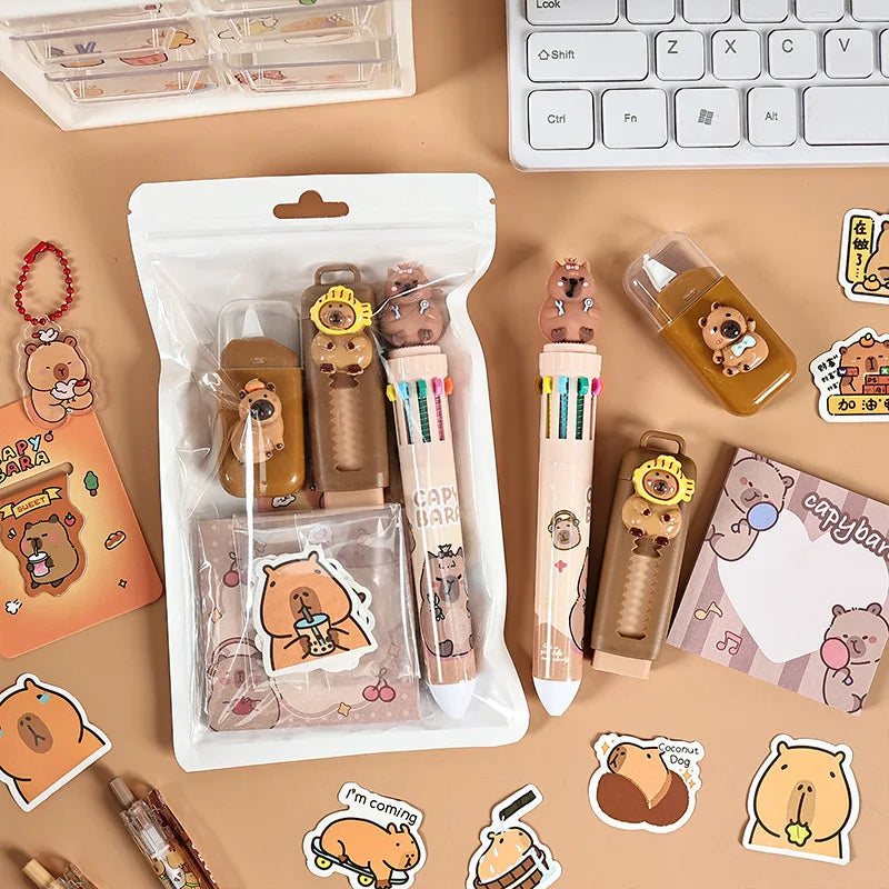 Cartoon Animal Stationery Cartoon Kapibara Stationery Set Cute Stationery Set Functional For Offices Back To School Students