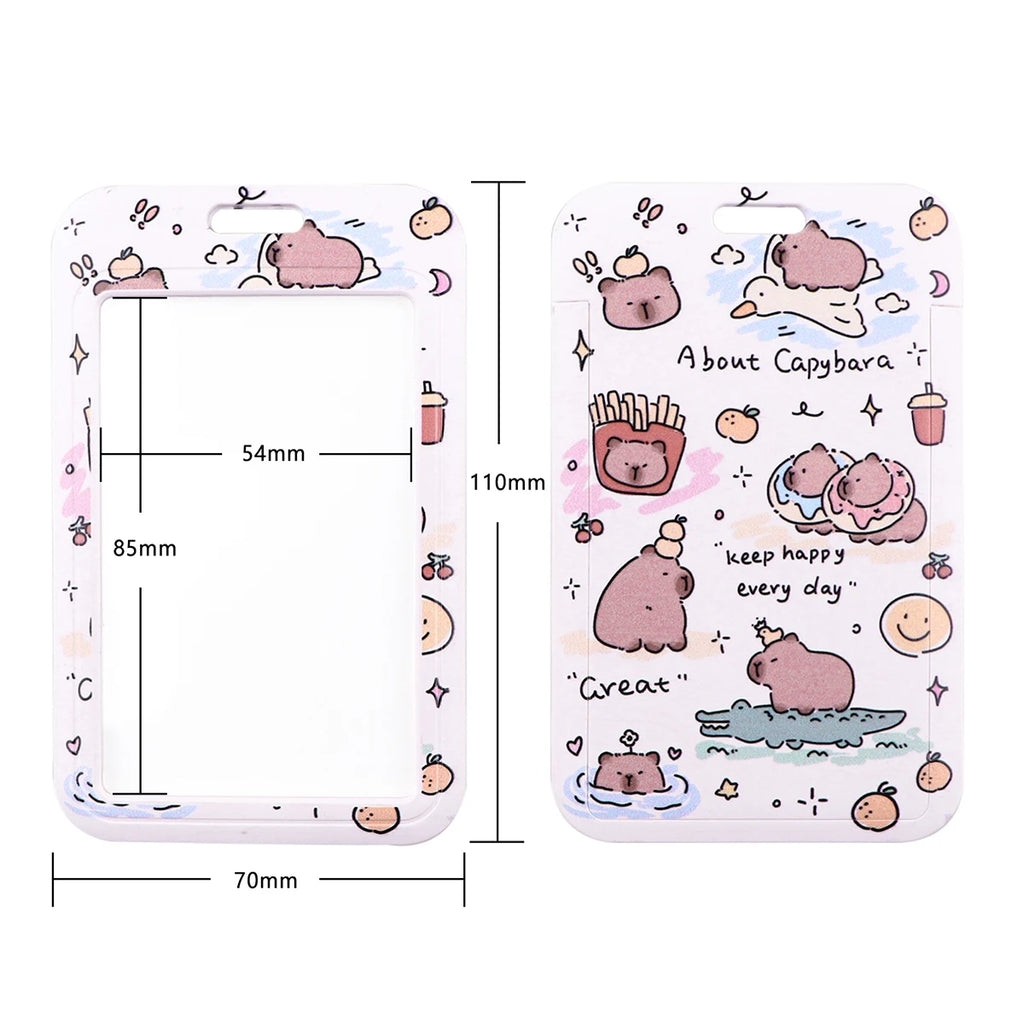 Cartoon Capybara Credential Holder Keychain Cute Lanyards for Keys Badge ID Mobile Phone Rope Neck Straps Accessories Kids Gift