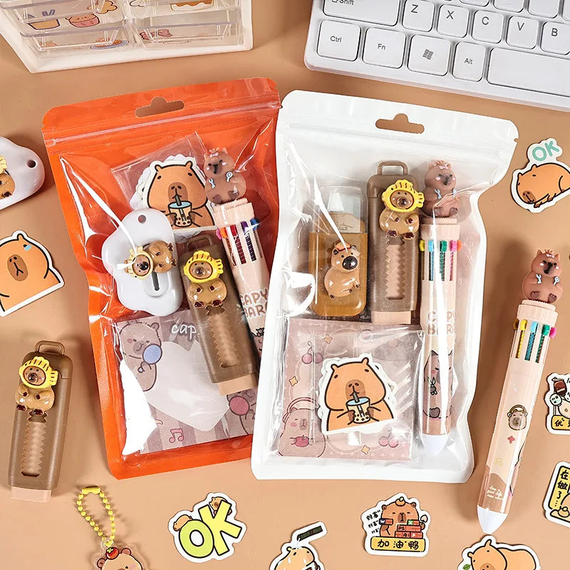 Cartoon Animal Stationery Cartoon Kapibara Stationery Set Cute Stationery Set Functional For Offices Back To School Students