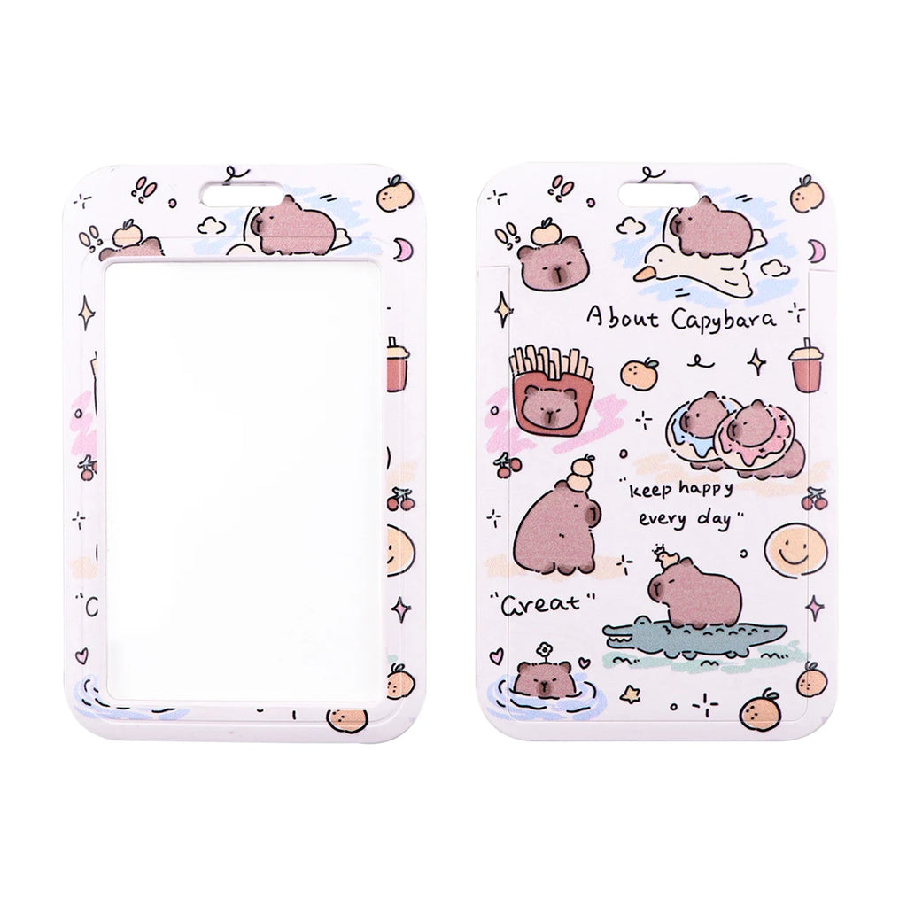 Cartoon Capybara Credential Holder Keychain Cute Lanyards for Keys Badge ID Mobile Phone Rope Neck Straps Accessories Kids Gift