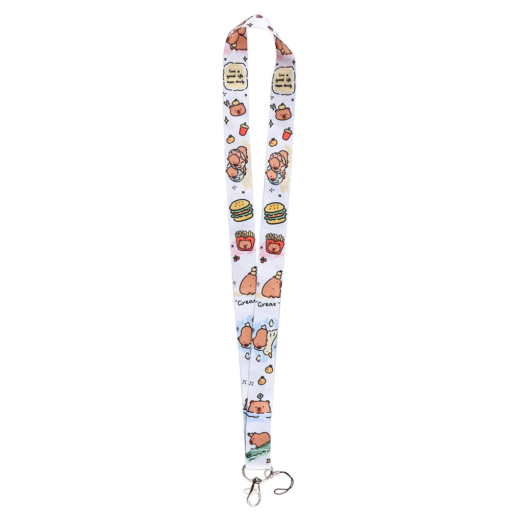 Cartoon Capybara Credential Holder Keychain Cute Lanyards for Keys Badge ID Mobile Phone Rope Neck Straps Accessories Kids Gift