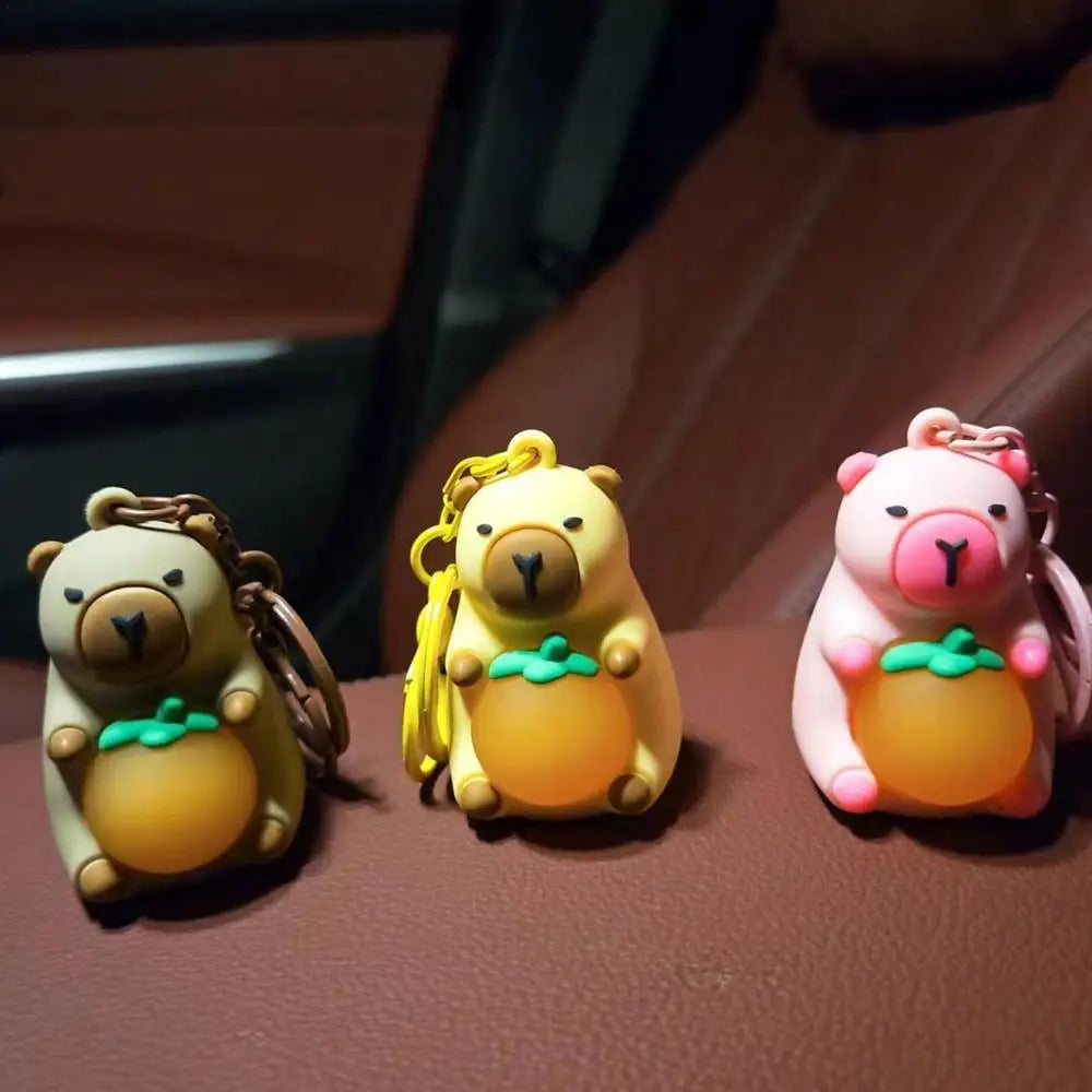 Creative Capybara Keychain With Lighted Cute Luminous Capibara Anime Lighting Keyring Mini Doll Capybara Keyring Accessories