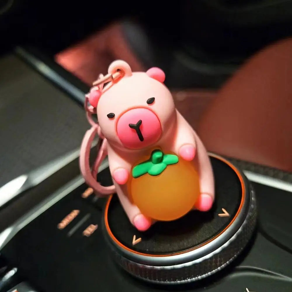 Creative Capybara Keychain With Lighted Cute Luminous Capibara Anime Lighting Keyring Mini Doll Capybara Keyring Accessories