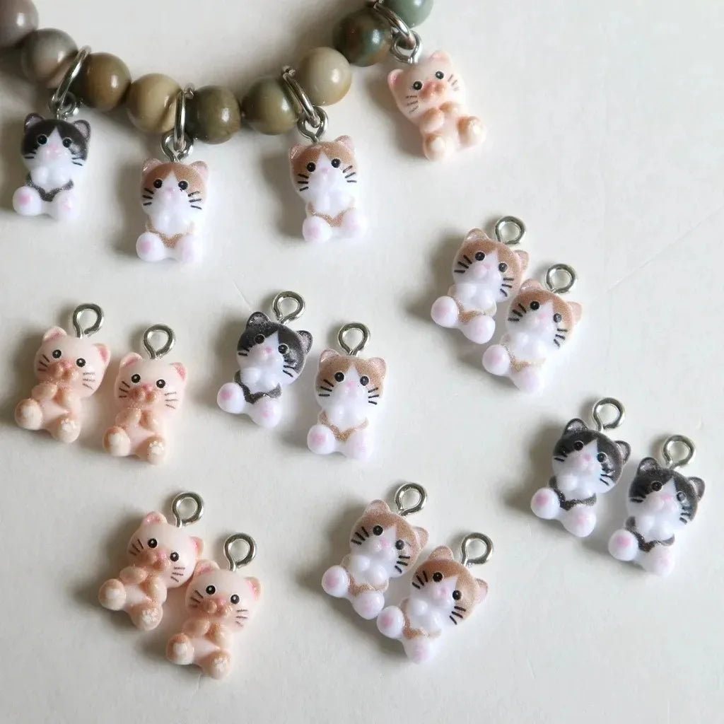 Cute Mini Cat Kitten Charms - 20pcs Adorable Resin Pendants for DIY Jewelry Making - Fashion Accessories - Wholesale Craft Gifts