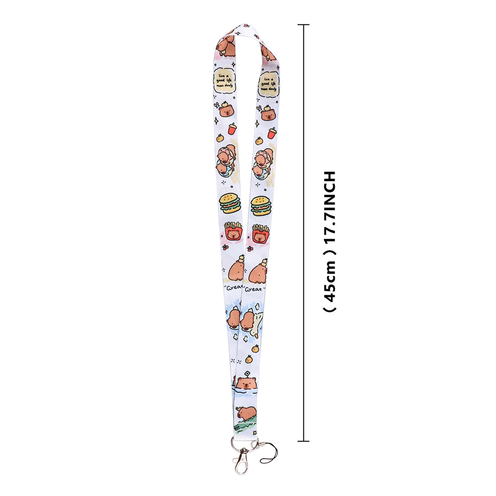 Cartoon Capybara Credential Holder Keychain Cute Lanyards for Keys Badge ID Mobile Phone Rope Neck Straps Accessories Kids Gift