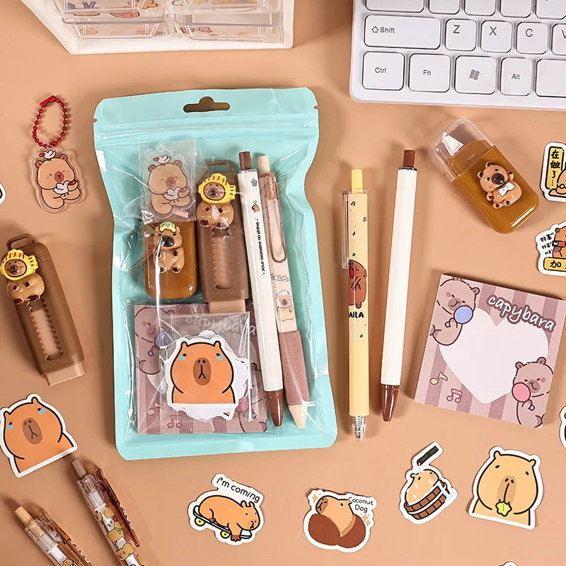 Cartoon Animal Stationery Cartoon Kapibara Stationery Set Cute Stationery Set Functional For Offices Back To School Students