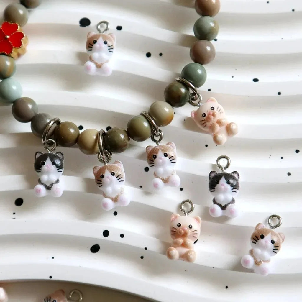Cute Mini Cat Kitten Charms - 20pcs Adorable Resin Pendants for DIY Jewelry Making - Fashion Accessories - Wholesale Craft Gifts