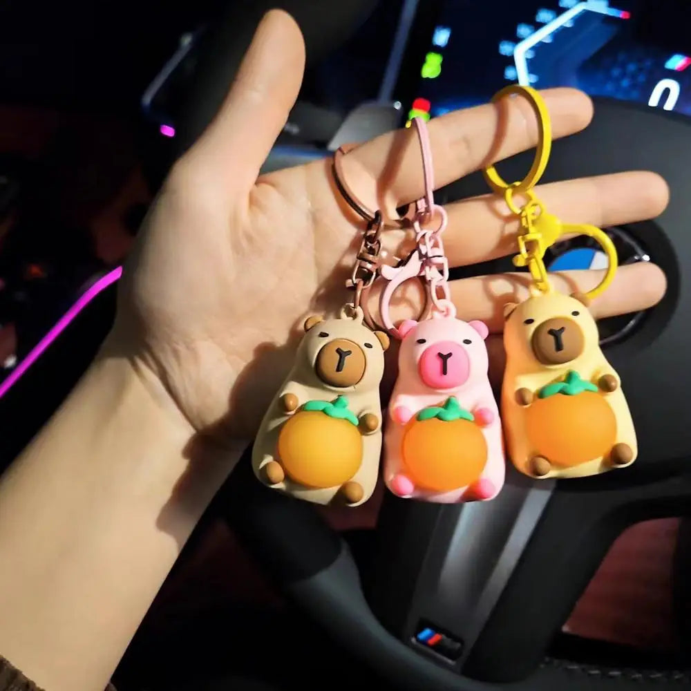 Creative Capybara Keychain With Lighted Cute Luminous Capibara Anime Lighting Keyring Mini Doll Capybara Keyring Accessories