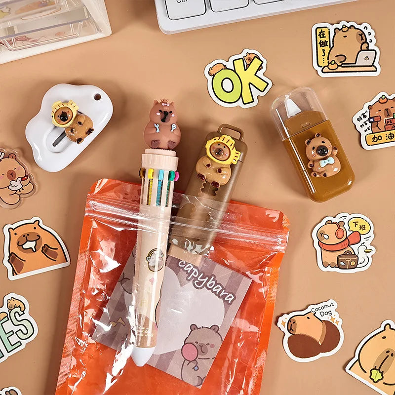 Cartoon Animal Stationery Cartoon Kapibara Stationery Set Cute Stationery Set Functional For Offices Back To School Students
